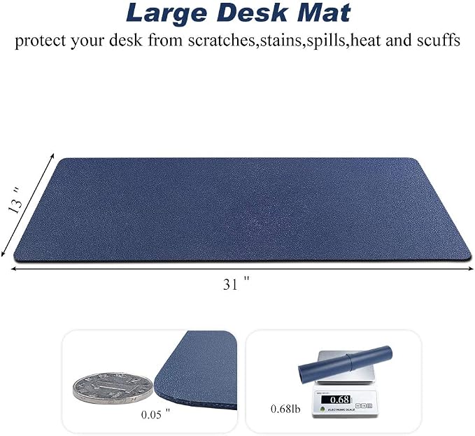 Desk Pad for Office Home 31" x 13",PU Leather Waterproof Large Desk Writing Mat Organizer,Multifunctional Ultra Thin Dual Use Desk Blotters Mouse Pad Protector …