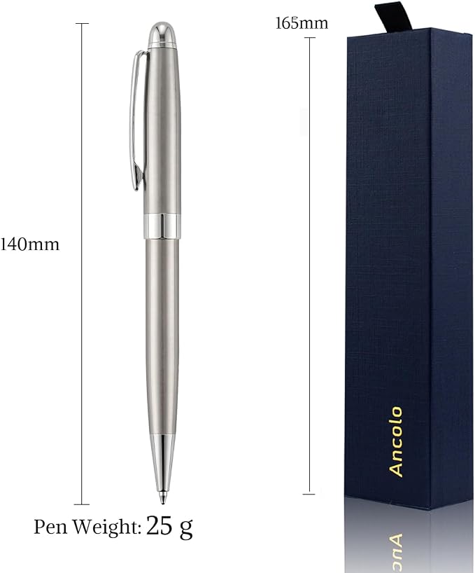 Ancolo Personalized Executive Business Pens - Medium Point Black Ink with 10 Extra Refills Custom with Your Name or Message, Gift for Students/Teacher/Manager/Lawyer/Professor 5PCS/Pack