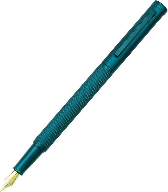 Asvine Dark Green Forest Fountain Pen Extra Fine Nib Classic Design with Converter and Metal Pen Case Set
