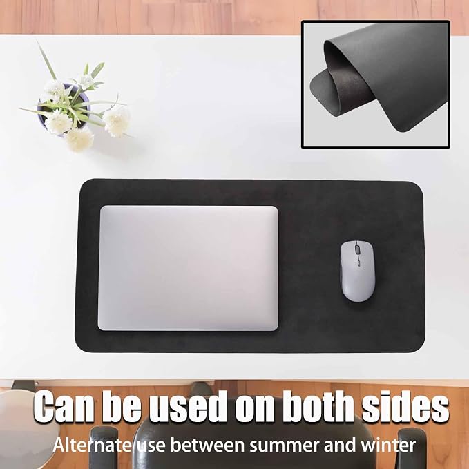 24" x 12" PU Leather Keyboard Pad Desk Protector Mat for Vanity Makeup Laptop Keyboard Mouse, Black