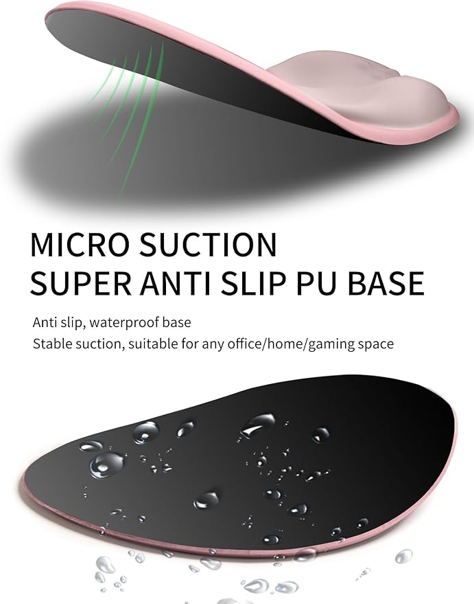 Palm-Rest and Wrist-Hugging Mouse Pad Wrist Rest, Ergonomic Wrist Support with Curve Fitting Cushioned Memory Foam for Carpal Tunnel Pain Relief, 9.9 x 8.3 Inch,Pink Serenity