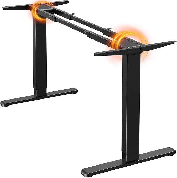 ErGear Dual Motor Standing Desk Frame, Electric Adjustable Legs Compatible Desktop Size 44″-90″, 264 lbs Weight Capacity, 4 Memory Height Settings Stand up Desks Base, Black Frame Only