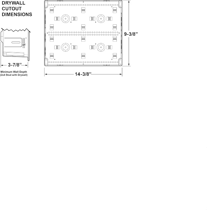 Legrand - OnQ Cable Management, In-Wall Media Box, Dual Purpose Structured Wiring Enclosure, TV Home Theater Recessed Storage Box, 9 Inch, white ENP0900-NA