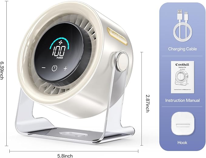 Cordless Wall Mounted Fan, Small Rechargeable Wall Fan for Bedroom and Kitchen, 100 Speeds Quiet Fan with Digital Display, 120° Tilt 2-in-1 Portable Desk Fan for Bunk Bed(White)