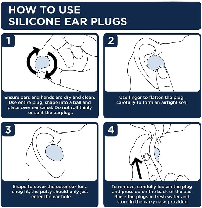 6 Pair Moldable Ear Plugs for Sleeping, Swimming, Concerts, Travel and Studying - Noise Cancelling Soft Silicone Ear Plugs for Kids & Adults, Waterproof Earplugs Noise Reduction 32 dB