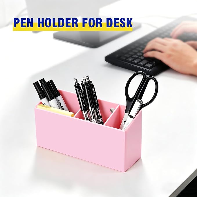 Magnetic Dry Erase Marker Holder for Whiteboard, Anti-slip Magnet Pen Holder for Fridge Refrigeator, Acrylic Pencil Holder for Classroom Teacher, Office Accessories, Locker Organizer(Pink)