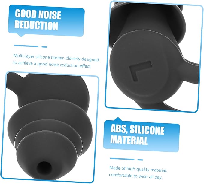 2 Pairs Silicone Sleeping Noise Cancelling Sound Blocking for Students Focus Study Work Design Portable Gray