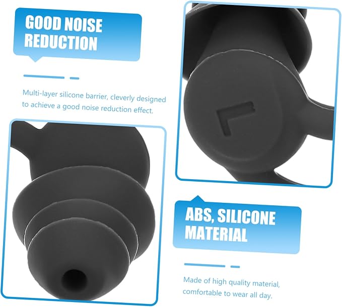 2 Pairs Silicone Sleeping Noise Cancelling Sound Blocking for Students Focus Study Work Design Portable Gray