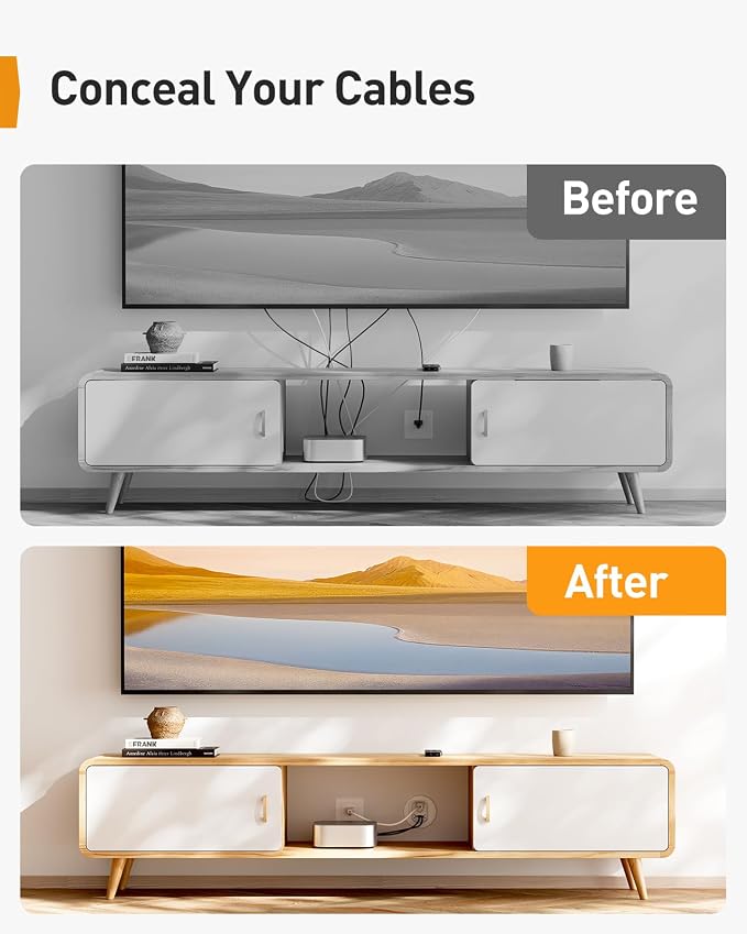 Perlegear in-Wall Cable Management Kit, TV Cord Hider for Wall Mounted TV and Speakers, Power and Low Voltage Wire Management. Includes Drill Template, Dust Bag and Drill Attachment for Easy Install