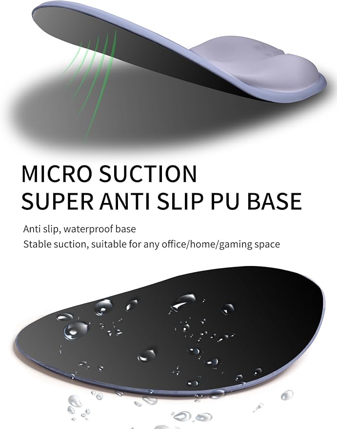 Palm-Rest and Wrist-Hugging Mouse Pad Wrist Rest, Ergonomic Wrist Support with Curve Fitting Cushioned Memory Foam for Carpal Tunnel Pain Relief, 9.9 x 8.3 Inch, Lavender Haze