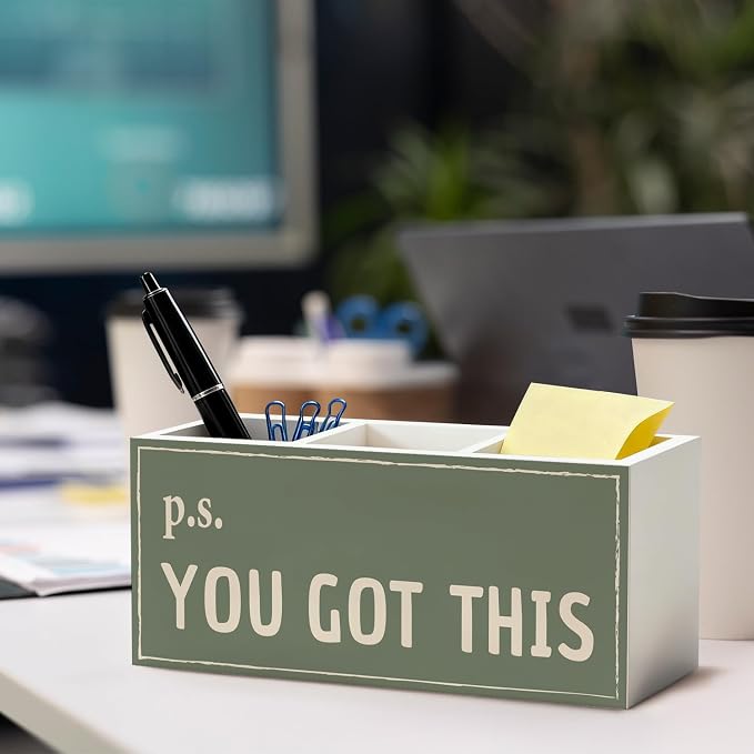 You Got This Inspirational Office Pen Pencil Holder | Encouragement Gifts Wood Desk Organizer and Accessories for Office Tabletop