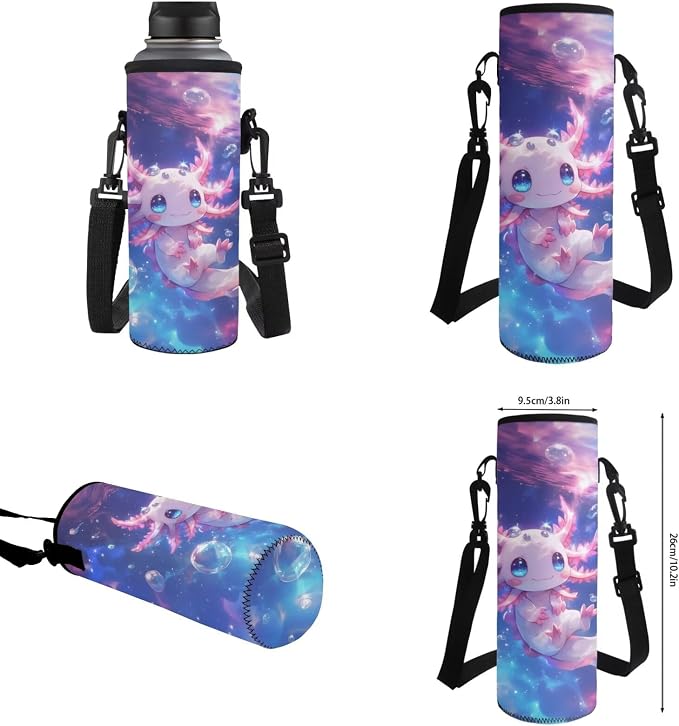 WELLFLYHOM Cute Axolotl 4 PCS Kids Backpack Set for Girls 1st-5th Grade, Pink 17 Inch Ocean Elementary School Bag with Lunch Box for Child Back to School Supplies, Mochila Para Niñas