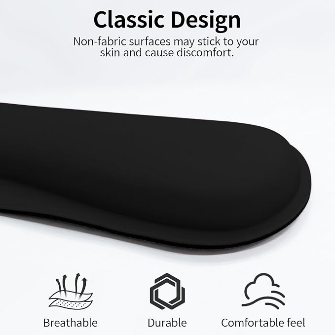 Bloss 2 Wrist Rest Support for Mouse Pad & Keyboard Set, Ergonomic Design Wrist Support Pad for Keyboard, Soft Memory Foam Desk Pads Support Hand and Arm Easy Typing Pain Relief - Black