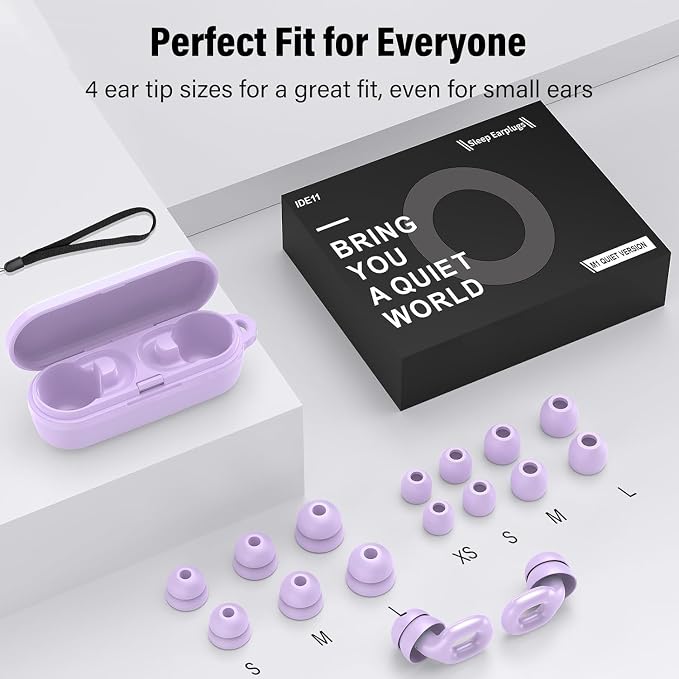 Ear Plugs for Sleeping, 35dB Noise Reduction Hearing Protection EarPlugs, Reusable Silicone Earplug, 7 Pair Eartips in XS/S/M/L Replaceable Single/Double Ear Plug for Sleep, Study, Work, Events