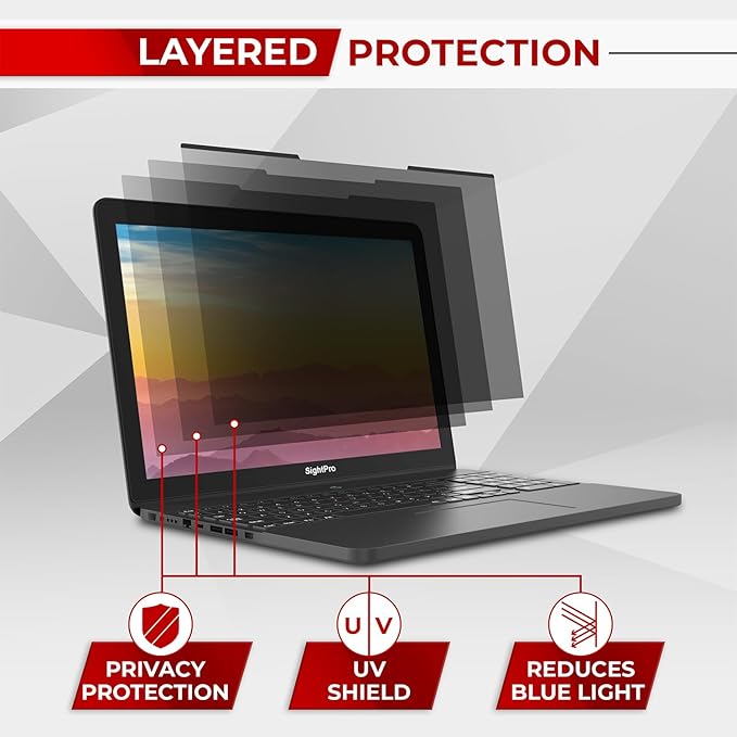 Magnetic Laptop Privacy Screen 15.6 Inch 16:9 - Patented Removable Laptop Privacy Filter Shield and Protector