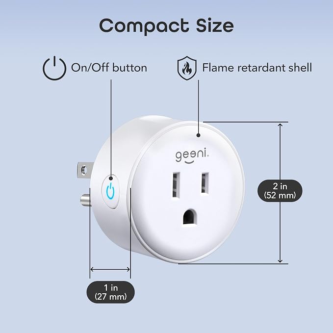 Geeni Dot Smart Plug with 2.4GHz WiFi Connectivity – 2-Pack Compact, Fire-Resistant Smart Outlet Plugs with Schedule & Timer – No Hub Needed, Supports Alexa & Google