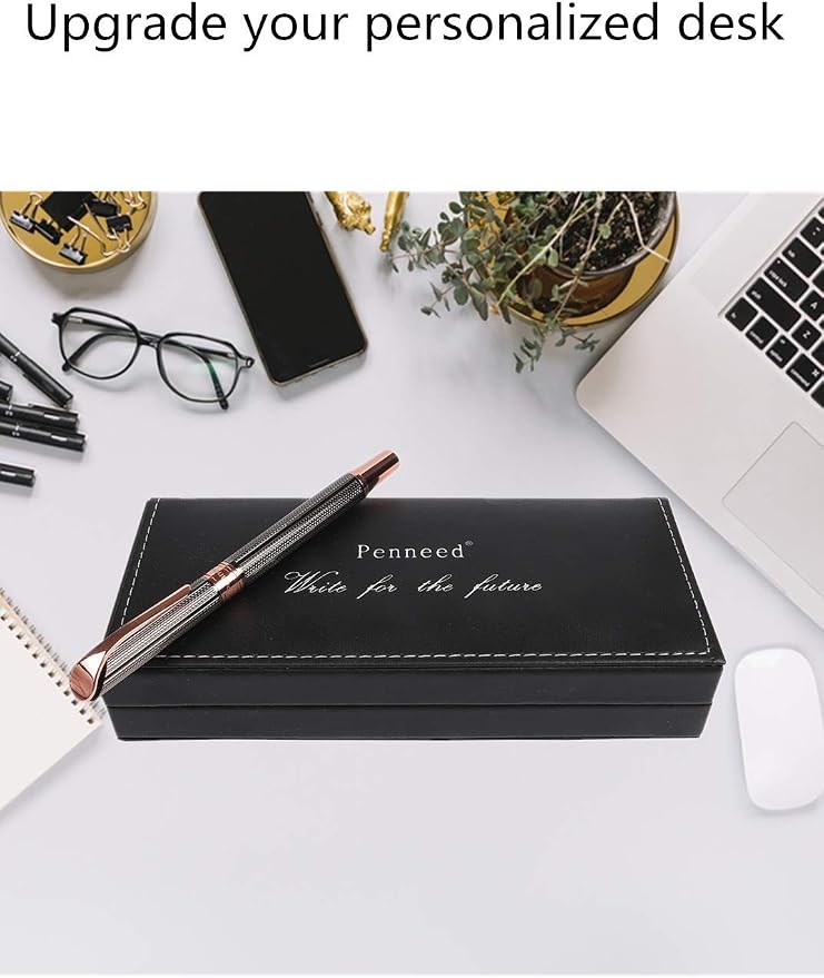 Penneed Rollerball Pen Gift Set for Men Women Executive Home Office Use, with Gift box Refillable 0.7mm Black Ink G5(Dark Gray)