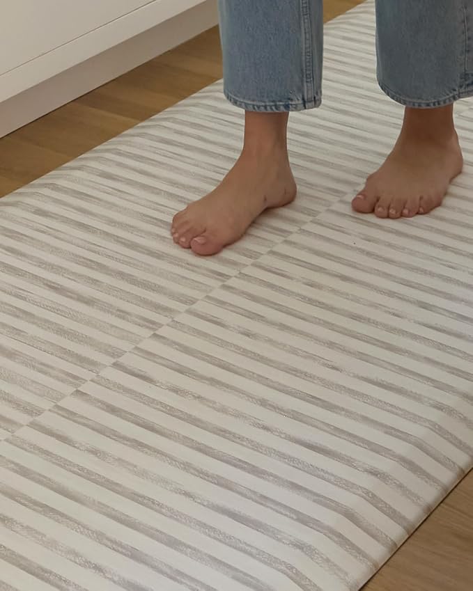 House of Noa Nama Standing Mat – Anti-Fatigue Kitchen Mats for Floor, Cushioned & Non-Slip Kitchen Comfort Mat for Standing, Thick Foam Anti-Fatigue Mat for Kitchen & Workspaces, Reese Bark 22" x 36"