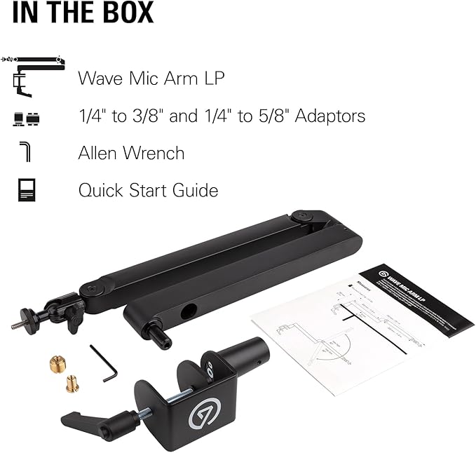 Elgato Wave Mic Arm LP - Premium Low Profile Microphone Arm with Cable Management Channels, Desk Clamp, Versatile Mounting, and Fully Adjustable – For Podcasting, Streaming, Gaming, and Home Office