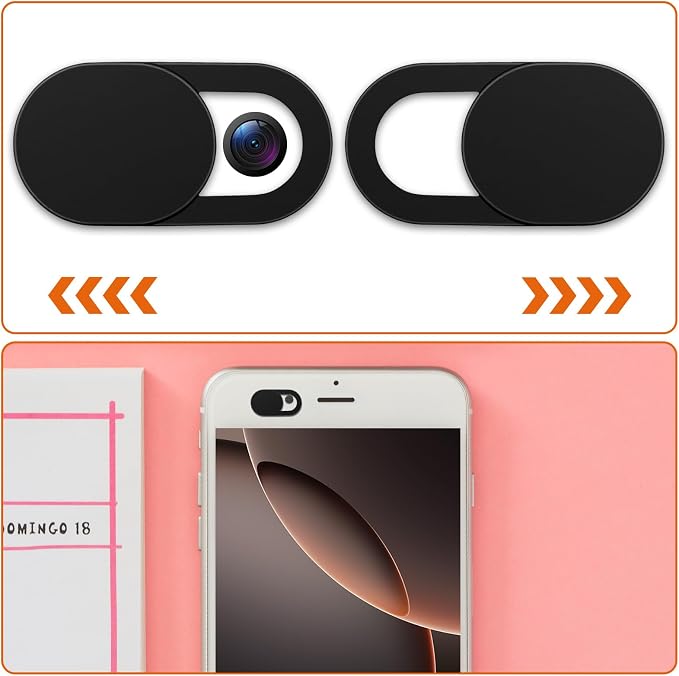 64Pcs Webcam Cover, Ultra Thin Laptop Camera Cover Slide for Laptop/Cell Phone/PC/Tablet PC Accessories Camera Blocker Slider, Great for Privacy - Black