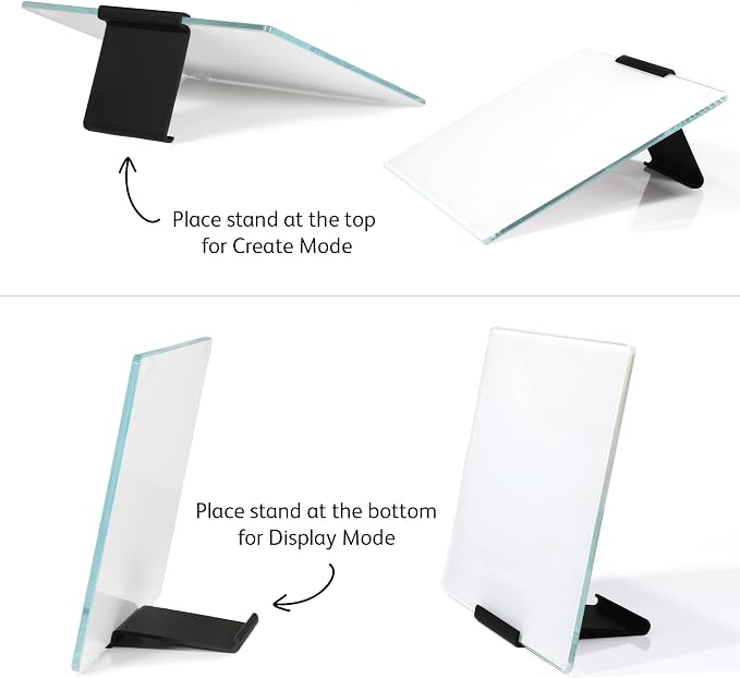 Glass Dry Erase Desktop Doodle Board with Stand and Fine-Tip Marker (White, 9" x 12")