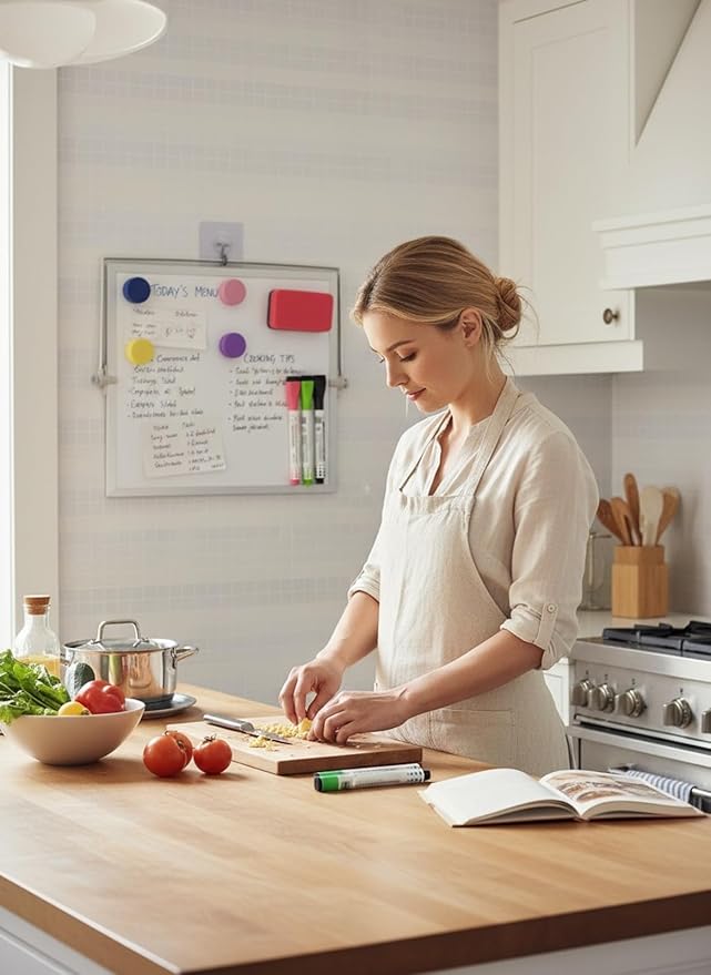 MXG Double Sided Magnetic Dry Erase Board, 10x10 Inch Portable Small White Board with Stand, 360 Rotatable & Adjustable, Includes Markers, Eraser & Magnets, for Office, Home, Desk
