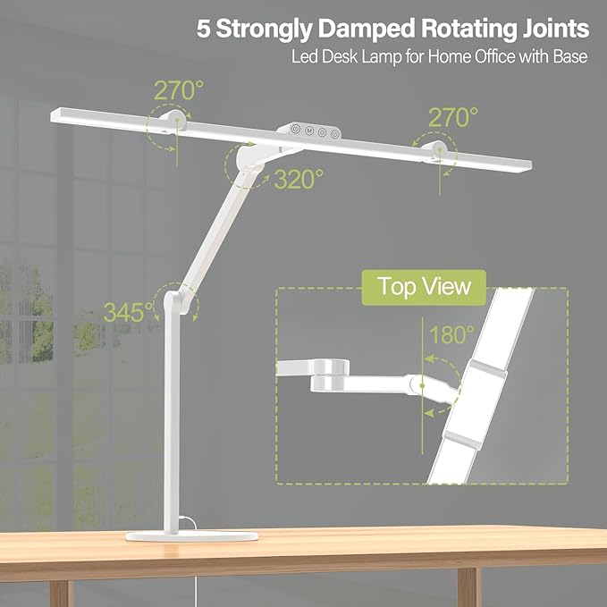 Micomlan Architect Desk Lamp for Home Office, 24W Adjustable Led Desk Light with Remote, 1500LM Bright Dimmable Computer Table Light Rotatable Office Lamp with Base for Cafting Monitor