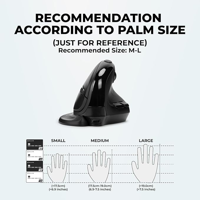 DELUX Seeker Ergonomic Mouse Wireless, Vertical Mouse with OLED Screen, 6 Buttons&Thumb Wheel Function, Silent Click, Up to 7200DPI, Programmable, Rechargeable, BT/2.4G/Wired, RGB Light(M618XSD-Black)