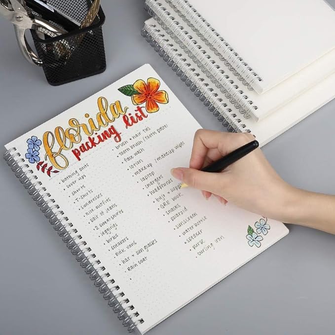 AHGXG Dotted Journal Spiral Notebook (2-Pack), Dot Grid Journal Large B5 with Transparent Hardcover, Wirebound Notebook 100GSM Dotted Paper, for Journaling, 7.3"X 10"