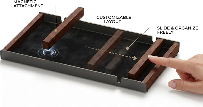 Magnetic Desk Organizer Tray — Your Order Freely Defined — Modular EDC Valet Tray for Desk & Drawer — Premium Modern Catch-All Tray for Office Workspace Home Décor & Tech Storage