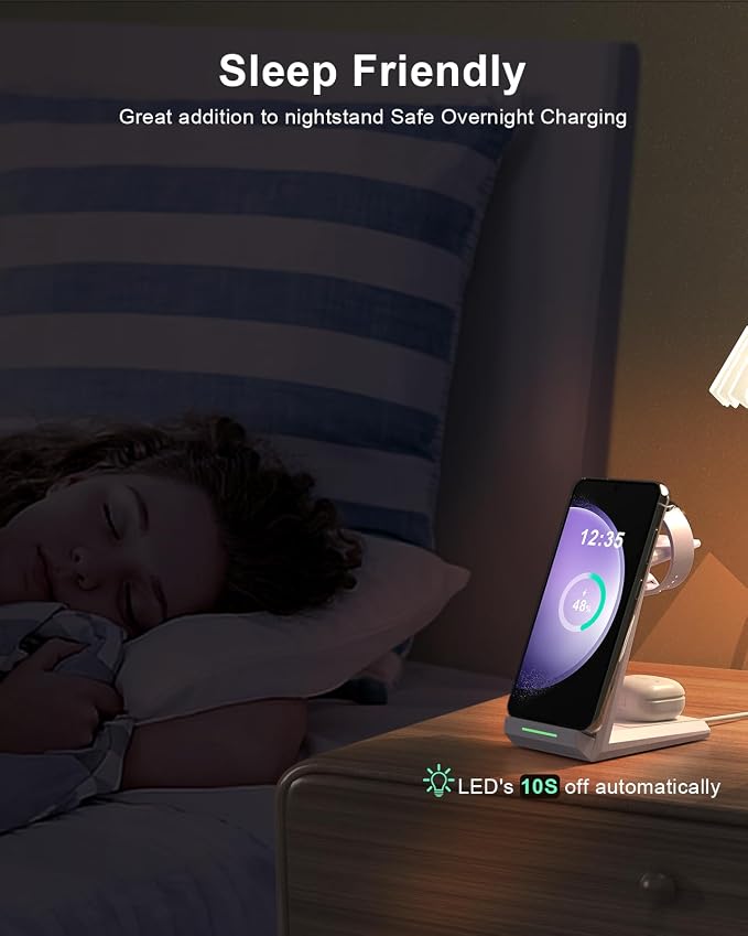Wireless Charger for Samsung Charging Station, ADADPU 3 in 1 Charging Station for Multiple Devices Dock for Samsung Galaxy S26 S25 S24 Ultra S23 S22 Z Flip/Fold 5, Galaxy Watch 7/6/5/4/3/Buds (Purple)