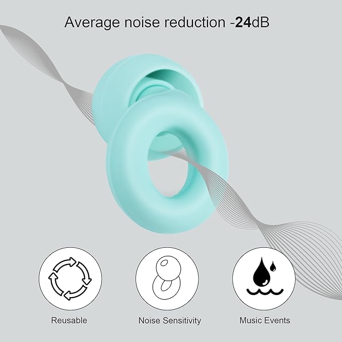 Lonyanl,Ear Plugs for Sleeping Noise Cancelling, Reusable, Improve Rest, Washable, Silicone, Travel, Focus on Learning & Enhance deep Sleep Duration (Green, One Size)