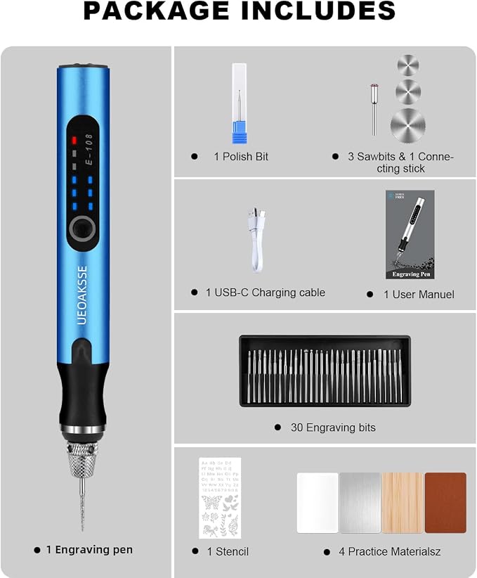 Electric Engraving Pen Set, Cordless Engraver Pen with 60+ Accessories, 3-Speed Adjust Rotary Tool for DIY, Art & Personalized Gifts