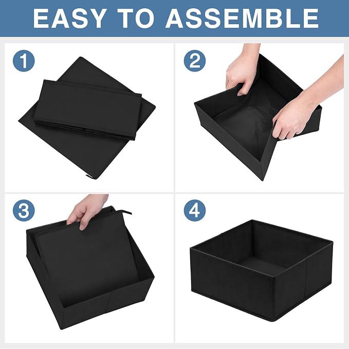 Drawer Organizer Clothes 12 Pack - Odorless Closet Organizers and Storage for Sock Underwear Bra - Dresser Organizador for Bedroom Organization -Nursery Drawer Divider Trays for Baby Clothes