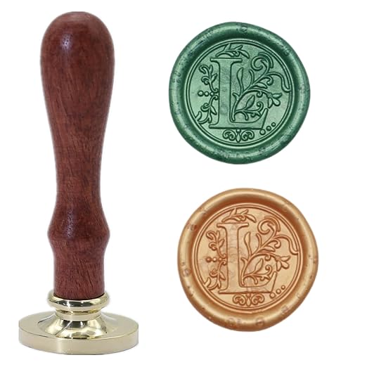 Initial Alphabet Wax Seal Stamp Kit, Retro Letter L Sealing Stamp with 150Pcs Sealing Wax Beads Spoon Pen Set for Wedding Invitations Cards Envelopes (L)