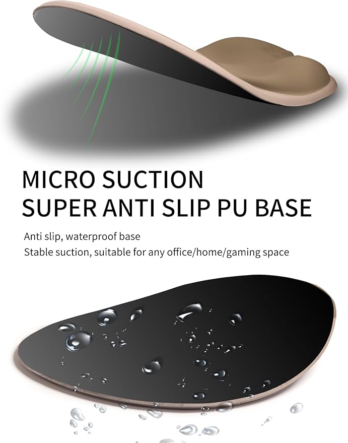Palm-Rest and Wrist-Hugging Mouse Pad Wrist Rest, Ergonomic Wrist Support with Curve Fitting Cushioned Memory Foam for Carpal Tunnel Pain Relief, 9.9 x 8.3 Inch, Mocha Sand