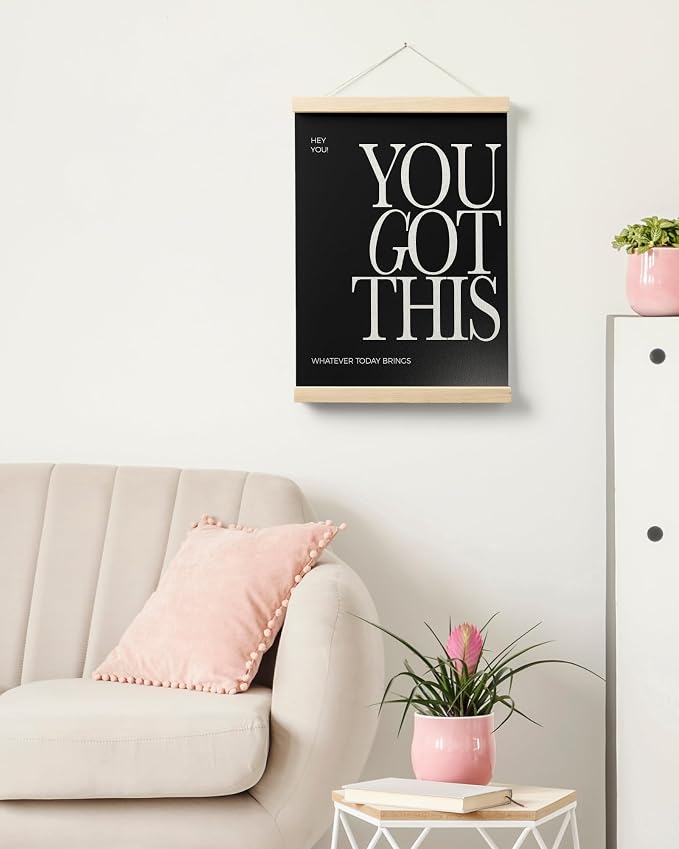 FGFK Inspirational Wall Art Poster Hanger Frame, You Got This Positive Affirmation Motivational Quote Canvas Prints Framed Wall Decor for Home Living Room Office, 12x16 Inch