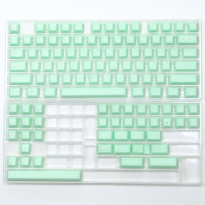 Sumgsn 114 Keys Translucent Keycaps Cherry Profile PBT Doubleshot Green Keycaps Set Fit for 60% 65% 75% Cherry Mx Switches Mechanical Keyboards