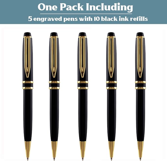 Ancolo Personalized Promotion Pens - Advertising Buesiness Gift Office Writing Set- Engraved with Your Message Name Company Team Name, Phone Number Perfect for Business Men 5 Pens/BOX
