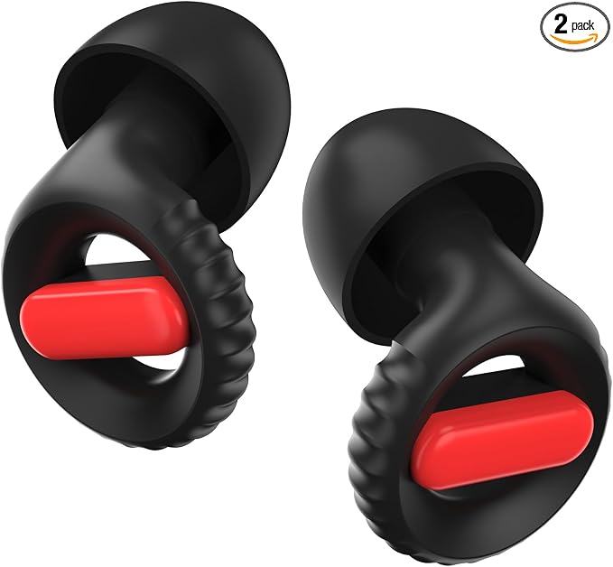 Ear Plugs for Sleeping,30db Noise Reducing Earplugs with 8 Eartips and Carry Case,Reusable earplugs for Sleep,Focus,Snoring,Shooting,Motorcycle,Airplanes,Musicians. (Red, L-M-S-XS)