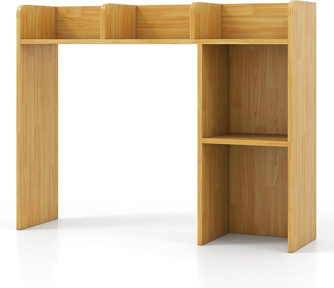 Tangkula Desktop Bookshelf, Countertop Storage Hutch with Shelves for Computer Desk, Desk 3-Tier Display Rack, Multipurpose Wood Desktop Hutch Storage Organizer for Dorm Office