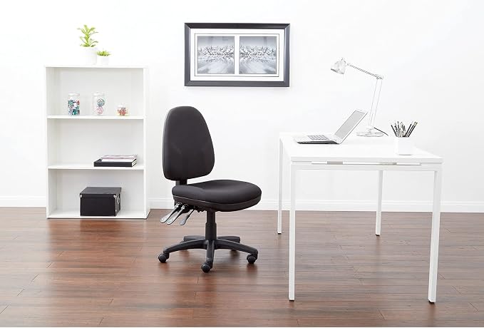 Office Star Ergonomic Dual Function Office Task Chair with Adjustable Padded Back and Built-in Lumbar Support, Armless, Diamond Shale Fabric