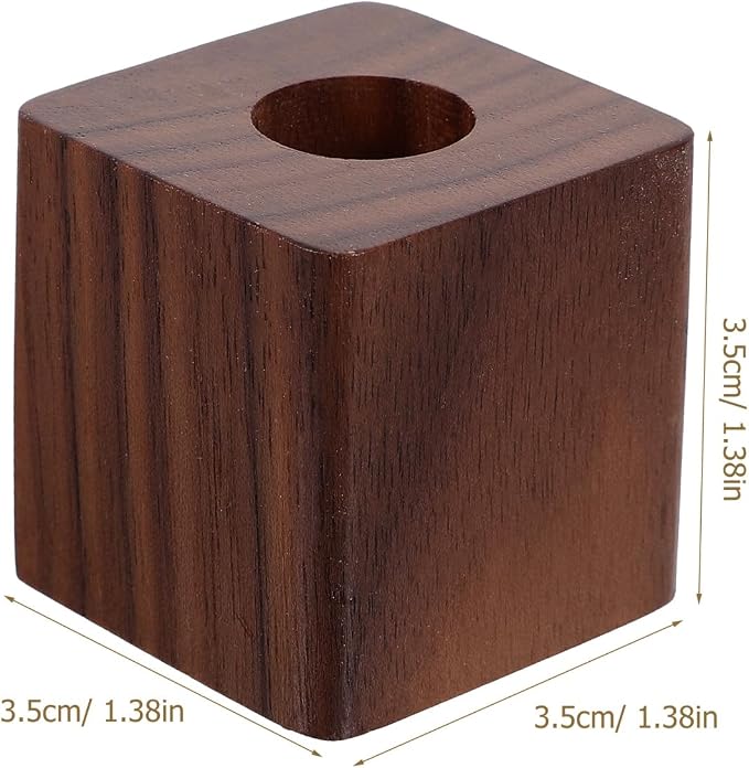 Walnut Wood Pen Holder Cube Stand 1.37 Inch Single Desk Organizer for Fountain Pen Ink Office Home School Use