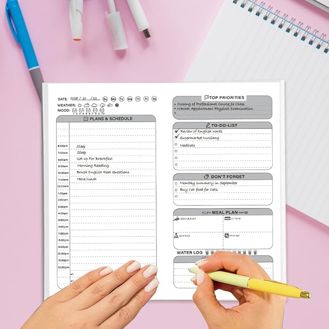 Travelers Notebook Inserts,Undated Daily Planner,Daily Appointment Book, Easily Organize Your Tasks,30 Sheets,8.25" x 4.25",Travelers Notebook Refills for Journals,Diaries,Planners