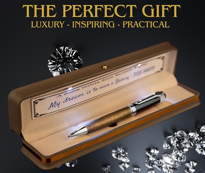 S&R Somit® Fancy Pen for Men with Gift Box - Valuable Luxury Pen for Business and Office, Executive Gift for Family & Friends - Special Engraving & Led Decorative Box (BLACK SILVER)