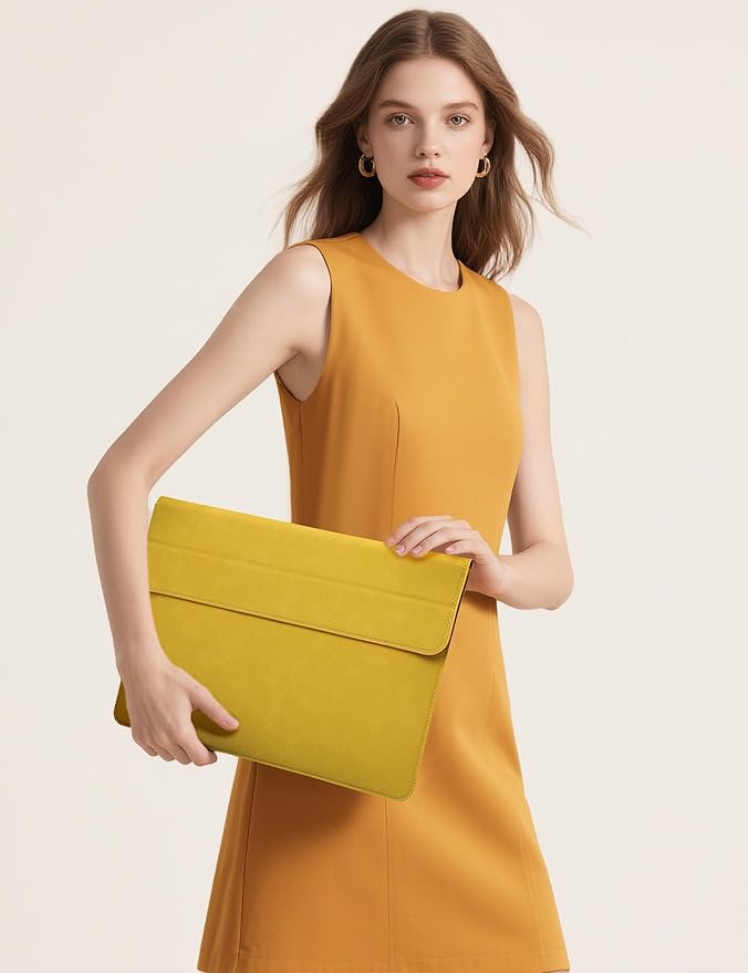 HYZUO 13 Inch Laptop Case Sleeve with Stand for 2026-2018 MacBook Air 13 M5 M4 M3 M2 M1, 2026 13" MacBook Neo, 2026-2016 MacBook Pro 13 M2 M1, iPad Pro/Air 13, Surface Pro 12-3, XPS 13, Olive Yellow