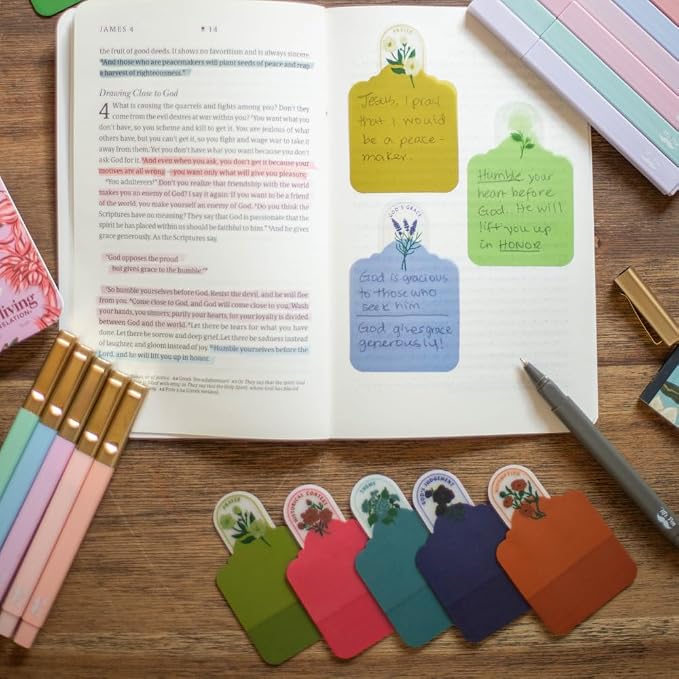 Mr. Pen- Plastic Transparent Bible Sticky Notes, 10 Pads, 200 Sheets | Botanical Design, Bible Journaling Supplies, Plastic Sticky Notes, Water Resistant, Easy Peel, Removable