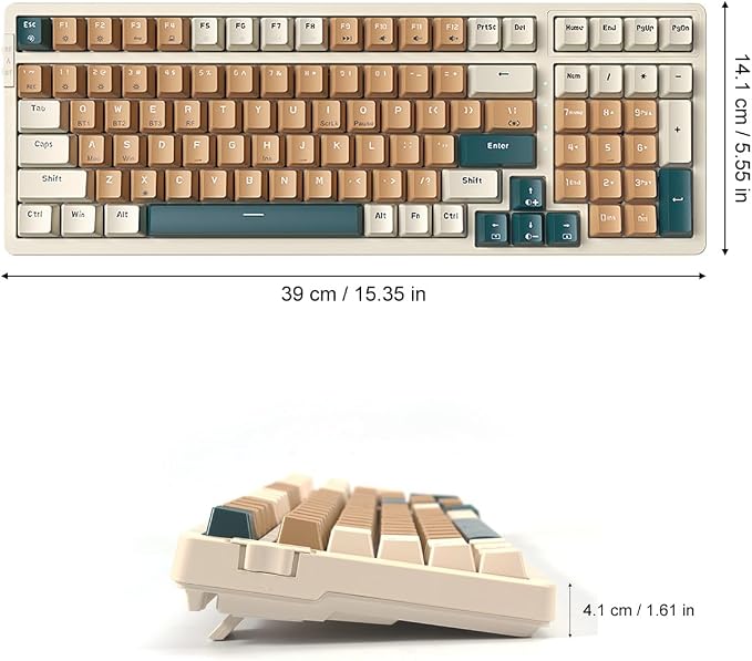 Merdia Wireless Mechanical Keyboard, Triple Mode 2.4G/USB-C/BT Gaming Keyboards 100 Keys RGB Backlit, Blue Switch Keyboard | Rechargeable Mechanical Gaming Keyboards | Brown Combo