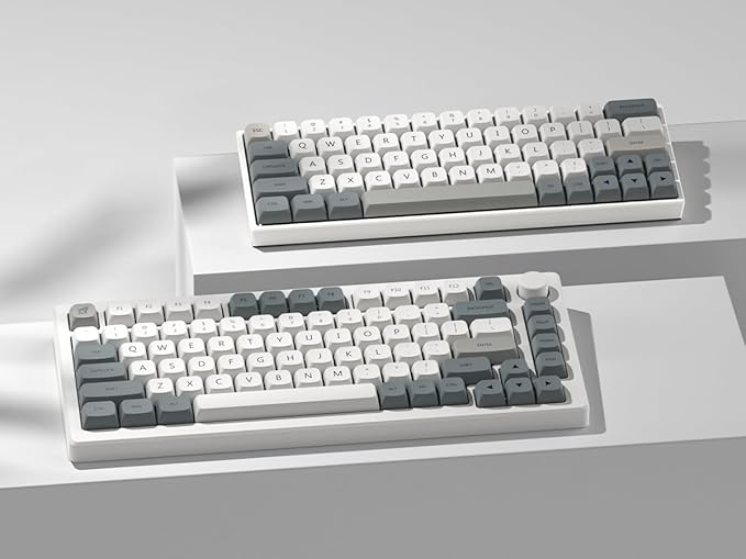 dagaladoo Retro keycaps Japanese Style Double Shot PBT Keycaps Set dye Sublimation Custom Key caps 139keys Grey XDA Profile Key caps Keyboard for Gateron MX Switches Mechanical Keyboard