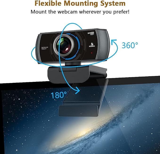 NexiGo 60FPS 1080P Webcam Kits, N980P HD Web Camera with Microphone, 120 Degrees Wide-Angle, Software Control, Lightweight Mini Tripod, Video Conference Lighting Kit, for Zoom/Skype/Teams